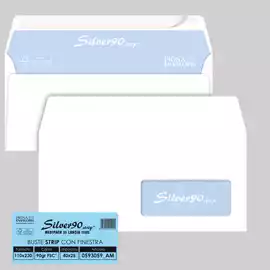 Busta SILVER90 STRIP FSC bianca internografata con finestra 110x230mm...