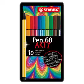 Pennarelli Pen 68 colori assortiti  scatola in metallo 10 pezzi
