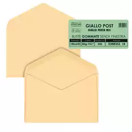 Busta Giallo Postale gommata 18x24cm 80gr carta riciclata FSC giallo...