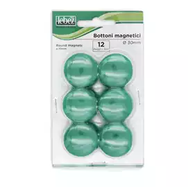 Bottoni magnetici diametro 3cm verde  blister 12 pezzi
