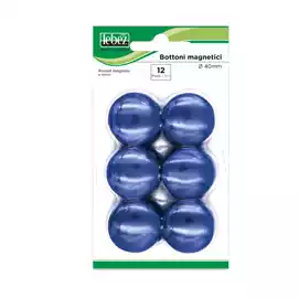 Bottoni magnetici diametro 4cm blu  blister 12 pezzi