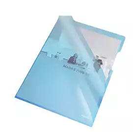 Cartelline a L PVC liscio 21x29,7cm blu cristallo  conf. 25 pezzi