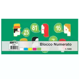 Blocchi numerati (1 1000) 5 colori assortiti 6x13cm 