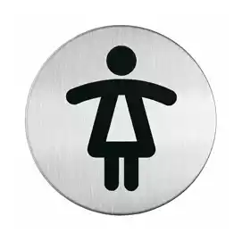 Pittogramma adesivo WC donne diametro 8,3cm acciaio 