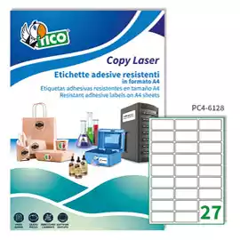 Etichette adesive PC4 in poliestere laser permanenti 61x286mm 27 et...