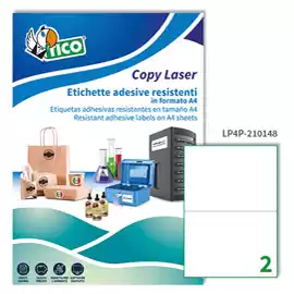 Etichette adesive LP4P in poliestere laser permanenti 210x148mm 2 et...