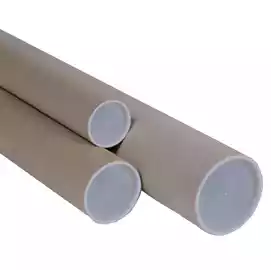 Tubo con doppio tappo trasparente diametro 6cm H 50cm cartone avana 