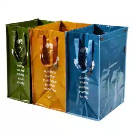 Set Ricicla Bag 3 contenitori misure assortite verde ocra blu 