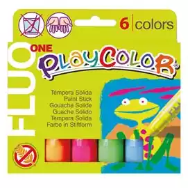 Tempera solida in stick Playcolor 10gr colori fluo Instant astuccio 6...