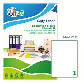 Etichette adesive LP4W in carta laser permanenti 210x297mm 1 et fg...
