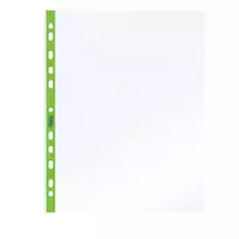 Buste forate PPL con banda verde neon liscia 22x30cm  conf. 25 pezzi
