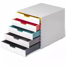 Cassettiera 5 cassetti colorati bianco ghiaccio cassetti 5cm 