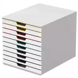 Cassettiera 10 cassetti colorati varicolor bianco ghiaccio 2,5cm 