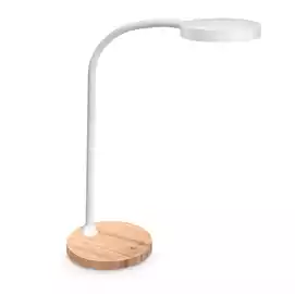 Lampada Flex Desk a led con base in legno bianco 