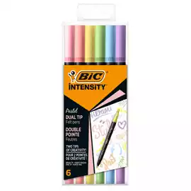 Pennarello Intensity Pastel dual tip brush colori assortiti  conf. 6...