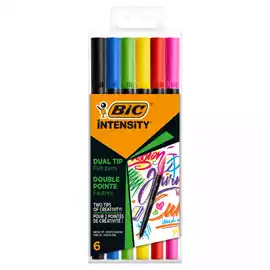 Pennarello Intensity Intense dual tip brush colori assortiti  conf. 6...