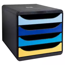 Cassettiera Big Box Bee Blue 4 cassetti A4 nero multicolore 