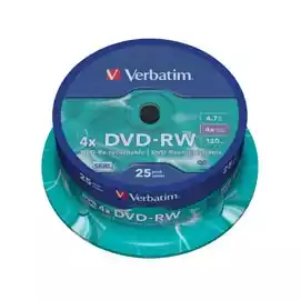  Confezione 25 DVD RW argento lucido serigrafato 43639 4,7GB