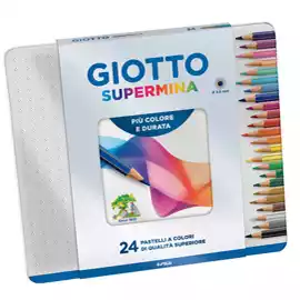 Pastello Supermina mina 3,8mm colori assortiti Giotto astuccio in metallo 24 pezzi