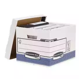 Scatola archivio Bankers Box System con coperchio 33,3x28,5x38cm bianco Fellowes