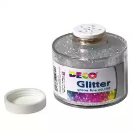 Barattolo Glitter grana fine 150ml argento DECO