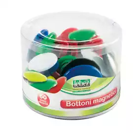 Bottoni magnetici tondi misure e colori assortiti Lebez barattolo da 60 pezzi