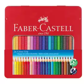 Matite colorate Colour Grip acquerellabili Faber Castell astuccio in metallo 24 pezzi