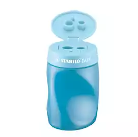 Temperamatite Easy con contenitore 3 fori ergonomico blu per mancini Stabilo