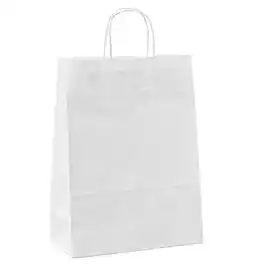 Shopper maniglie cordino 18x8x24cm carta kraft bianco Mainetti Bags conf. 25 pezzi