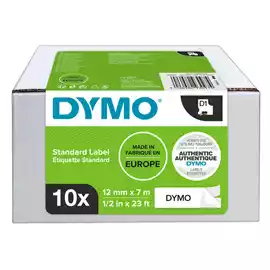 Nastri Dymo D1 12mmx7 mt nero bianco Dymo value pack 10 pezzi