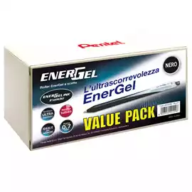 Roller a scatto Energel Slim punta 0,7mm nero value pack 20+4 pezzi