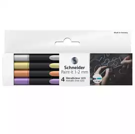 Pennarello Metallic Liner 020 punta 1 2mm colori assortiti Schneider conf. 4 pezzi