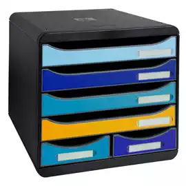 Cassettiera Big Box Maxi Bee Blue 6 cassetti A4 nero multicolore Exacompta