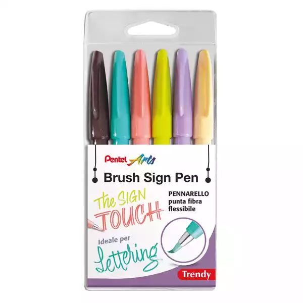 Pennarello Brush Trendy Sign Pen colori assortiti Pentel conf. 6 pezzi
