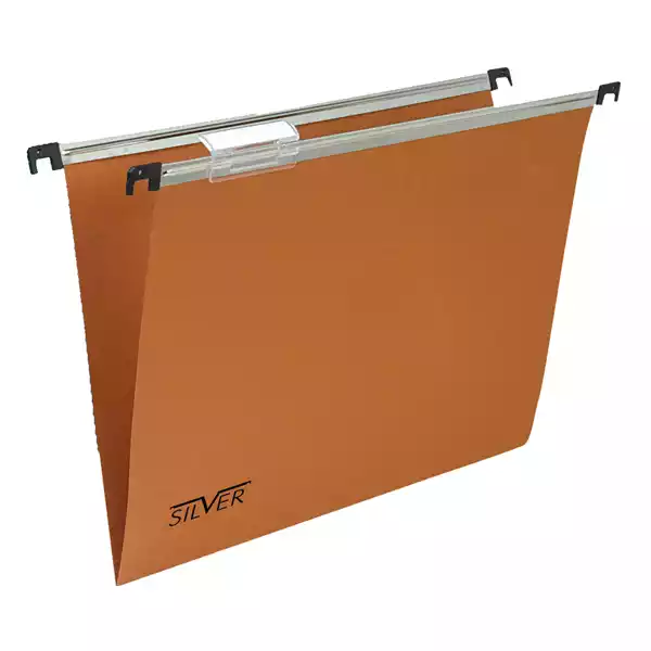 Cartella sospesa linea Silver cassetto interasse 39cm fondo V 31,2x25cm cartoncino arancio Bertesi