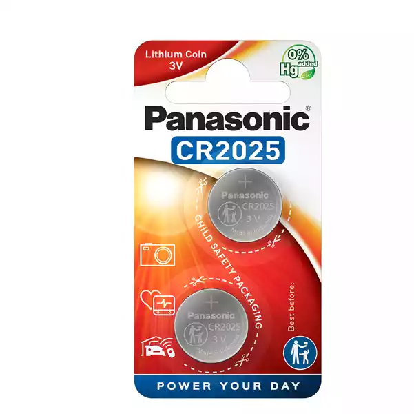 Micropile CR2025 3V a pastiglia litio Panasonic blister 2 pezzi