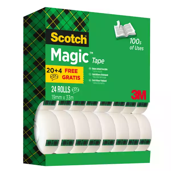 Nastro adesivo Magic 810 permanente 1,9cmx33 m trasparente Scotch Value Pack 20+4 rotoli