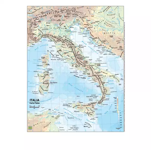 Carta geografica Italia scolastica plastificata 29,7x42cm Belletti