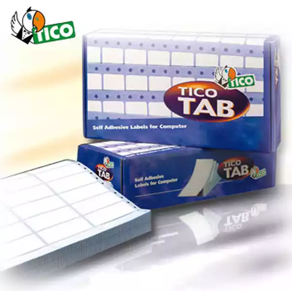 Etichette adesive a modulo continuo TAB 2 in carta corsia doppia permanenti 89x36,2mm 16 et fg 500 fogli bianco Tico