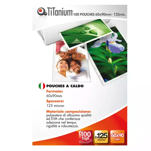 Pouches business card 60x90mm 2x125 micron Titanium conf. 100 pezzi