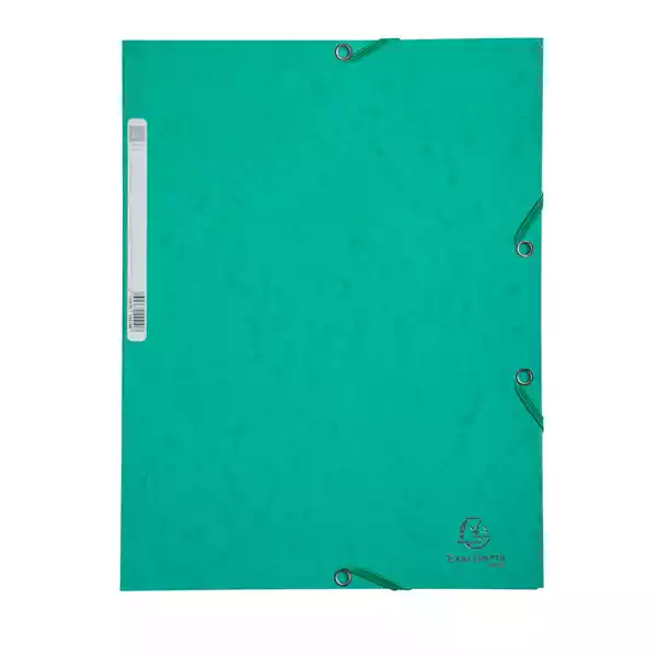 Cartellina con elastico cartoncino lustrE' 3 lembi 400gr 24x32cm verde Exacompta