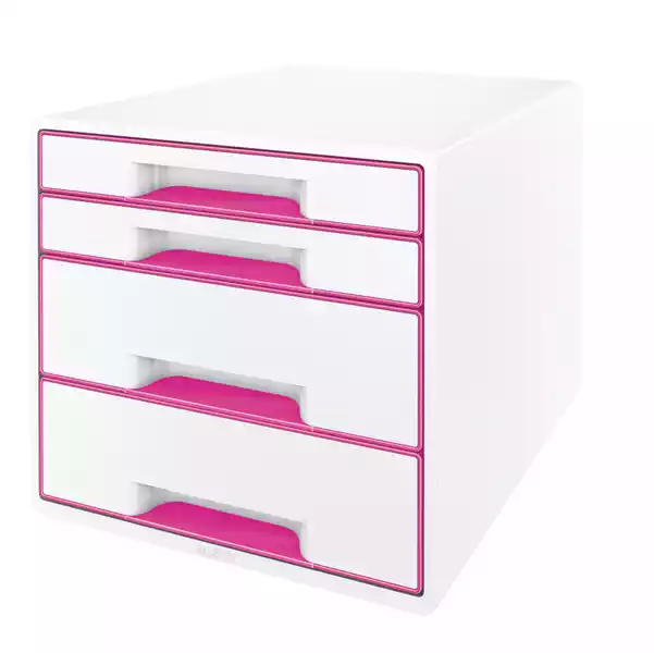 Cassettiera Cube 28,7x27x36,3cm 4 cassetti bianco rosa Leitz