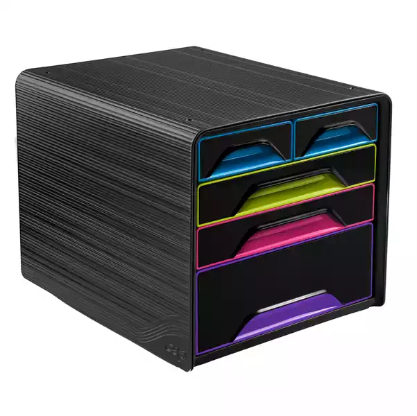 Cassettiera Smoove 36x28,8x27cm 5 cassetti misti nero multicolore Cep