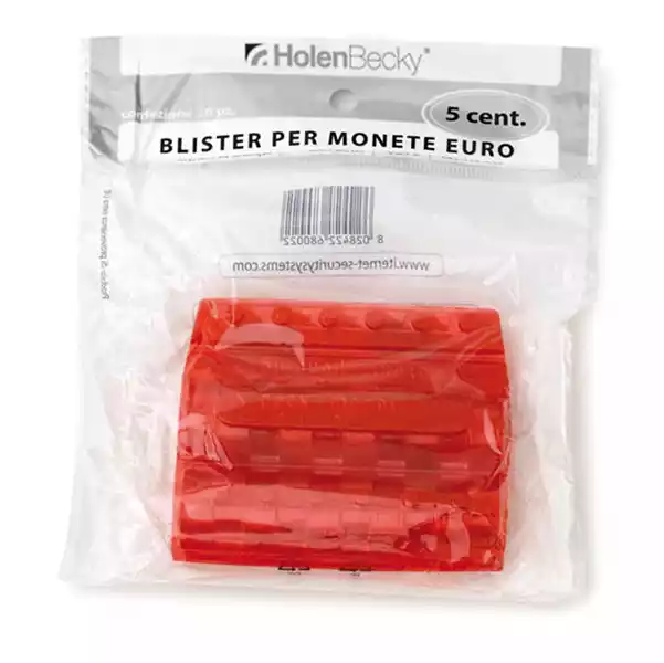 Portamonete PVC 5 cent rosso HolenBecky blister 20 pezzi
