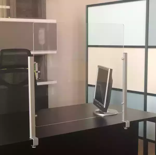 Schermo protettivo Slim da scrivania con morsetto in alluminio 70x80cm Studio T