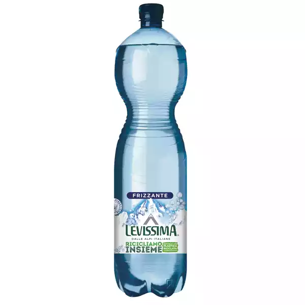 Acqua frizzante 1,5 L bottiglia 25 RPET Levissima
