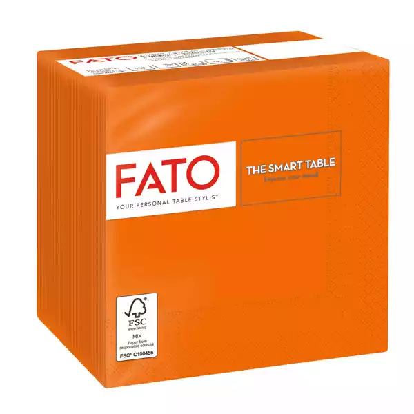 Tovagliolo carta 24x24cm 2 veli arancio Fato conf. 100 pezzi