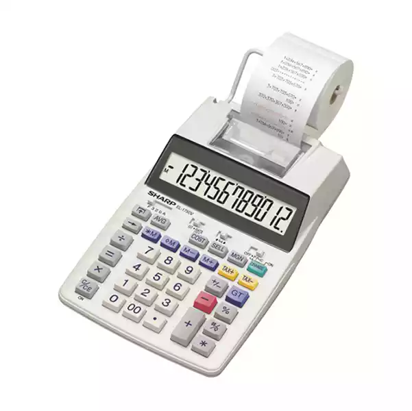 Calcolatrice da tavolo scrivente EL1750V 150x230x51,5mm 12 cifre Bianco Sharp EL1750V
