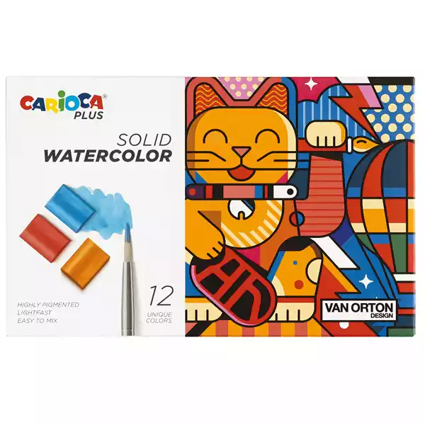 Pastiglia acquerello D 18mmx10mm colori assortiti Carioca Plus conf. 12 pezzi