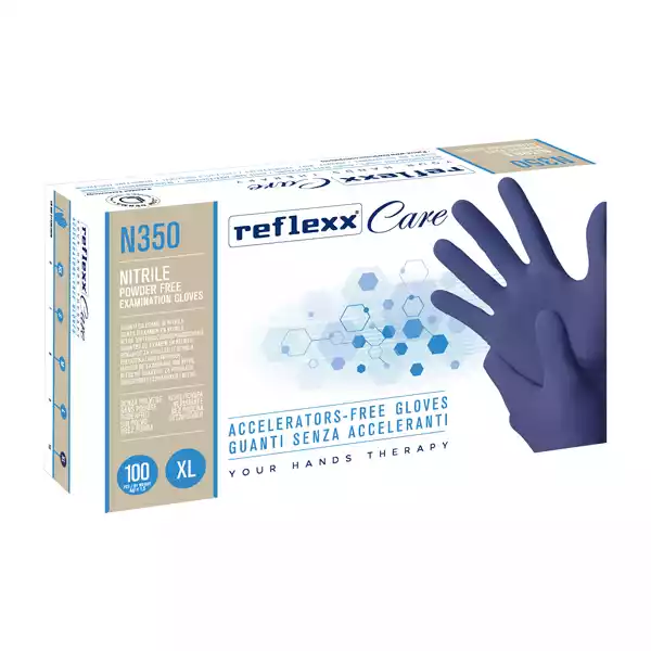 Guanti nitrile ipoallergenici N350 senza acceleranti taglia XL blu Reflexx conf. 100 pezzi